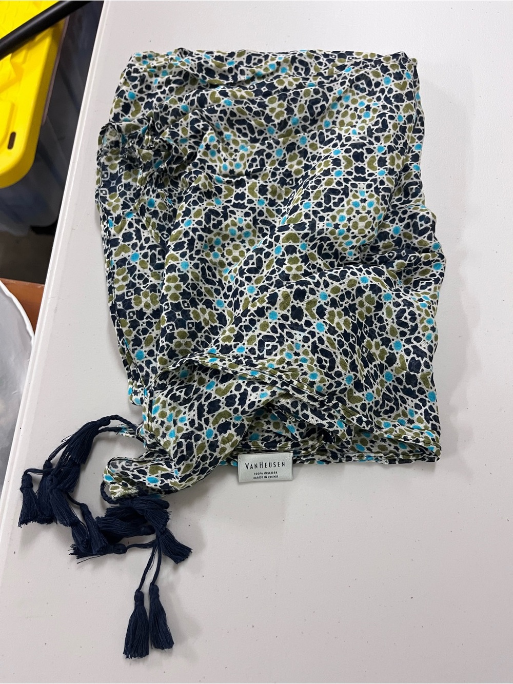 Van Heusen Patterned Scarf/Wrap with Tasseled Ends